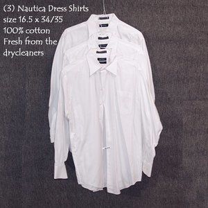 Three (3) Nautica Shirts 16.5 x 34/35 - Drycleaned